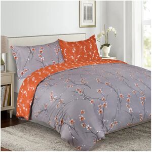ASPIRE HOMEWARE (Rust Flower- Grey Orange Bedding Sets) Reversible Duvet Cover Quilt King Size B ASPIRE HOMEWARE (Rust Flower- Grey Orange Bedding Sets) Reversible Duvet Cover Quilt King Size B