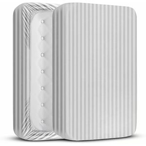 ASPIRE HOMEWARE (Extra Deep Double Fitted Sheet, Silver Bed Sheet 40cm Stripe Pattern) 40cm Stri ASPIRE HOMEWARE (Extra Deep Double Fitted Sheet, Silver Bed Sheet 40cm Stripe Pattern) 40cm Stri