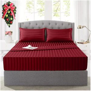 SUPREME BEDDING LTD (King (152x200 cm)) Red Fitted Sheet Extra Deep 40cm Stripe Bed Sheets SUPREME BEDDING LTD (King (152x200 cm)) Red Fitted Sheet Extra Deep 40cm Stripe Bed Sheets