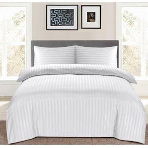 SUPREME BEDDING LTD (WHITE, SUPER KING) Stripe Duvet Quilt Cover Set Single Double King SUPREME BEDDING LTD (WHITE, SUPER KING) Stripe Duvet Quilt Cover Set Single Double King
