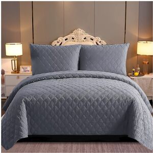 Shaggy Rugs LTD (Grey, Super King 250x270cm) 3 Piece Quilted Embossed Bedspread Bedding Set Shaggy Rugs LTD (Grey, Super King 250x270cm) 3 Piece Quilted Embossed Bedspread Bedding Set