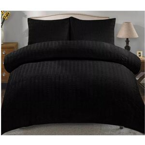Shaggy Rugs LTD (Black , Double ) Non-Iron Seersucker Duvet Cover Quilted Bedding Set Shaggy Rugs LTD (Black , Double ) Non-Iron Seersucker Duvet Cover Quilted Bedding Set