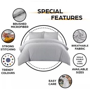 Imperial Rooms (King, Silver) Stripe Duvet Covers Bedding Set Fitted Sheet & Pillowcase Imperial Rooms (King, Silver) Stripe Duvet Covers Bedding Set Fitted Sheet & Pillowcase