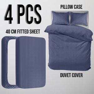 Imperial Rooms (Super King, Washed Blue) Stripe Duvet Covers Bedding Set Fitted Sheet & Pillowc Imperial Rooms (Super King, Washed Blue) Stripe Duvet Covers Bedding Set Fitted Sheet & Pillowc