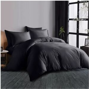 Shaggy Rugs LTD (Dark Grey, King: 230 x 220 cm) Plain Duvet Cover 3pc Set Luxury 200TC Single Do Shaggy Rugs LTD (Dark Grey, King: 230 x 220 cm) Plain Duvet Cover 3pc Set Luxury 200TC Single Do