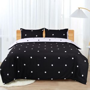 Imperial Rooms (Black & White Dotted, Super King) Reversible Duvet Quilt Cover Floral Bedding S Imperial Rooms (Black & White Dotted, Super King) Reversible Duvet Quilt Cover Floral Bedding S