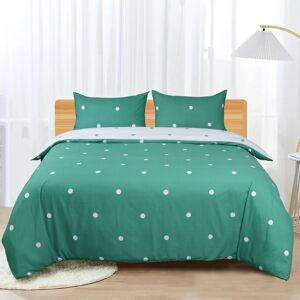 Imperial Rooms (White & Green Dotted, Double) Reversible Duvet Quilt Cover Floral Bedding Sets Imperial Rooms (White & Green Dotted, Double) Reversible Duvet Quilt Cover Floral Bedding Sets