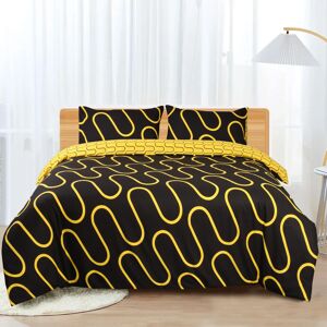 Imperial Rooms (Black & Yellow Wave, Single) Reversible Duvet Quilt Cover Floral Bedding Sets Imperial Rooms (Black & Yellow Wave, Single) Reversible Duvet Quilt Cover Floral Bedding Sets