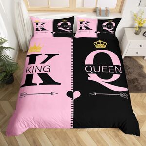Unbranded (Pink Black Gold, Super King(No Comforter)) King and Queen Crown Duvet Cover Bla Unbranded (Pink Black Gold, Super King(No Comforter)) King and Queen Crown Duvet Cover Bla
