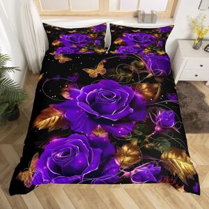 Unbranded (Purple Golden, Super King(No Comforter)) Homewish Rose Theme Double Bedding Set Unbranded (Purple Golden, Super King(No Comforter)) Homewish Rose Theme Double Bedding Set