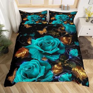 Unbranded (Teal, Super King(No Comforter)) Homewish Rose Theme Double Bedding Set For Adul Unbranded (Teal, Super King(No Comforter)) Homewish Rose Theme Double Bedding Set For Adul