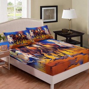 Unbranded (Multi 03, King(59"x79")(No Comforter)) Horse Fitted Sheet & Pillow Sham Set Col Unbranded (Multi 03, King(59"x79")(No Comforter)) Horse Fitted Sheet & Pillow Sham Set Col