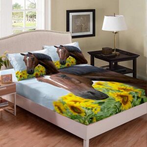 Unbranded (Multi 01, King(59"x79")(No Comforter)) Horse Fitted Sheet & Pillow Sham Set Col Unbranded (Multi 01, King(59"x79")(No Comforter)) Horse Fitted Sheet & Pillow Sham Set Col