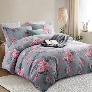 ASPIRE HOMEWARE (Super King: 260X220cm, Grey Bouquet) Hotel Quality Printed Duvet Cover Luxury S ASPIRE HOMEWARE (Super King: 260X220cm, Grey Bouquet) Hotel Quality Printed Duvet Cover Luxury S