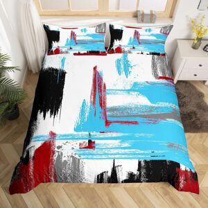 Unbranded (Sky Blue Red, King(No Comforter)) Homewish Yellow Black Grey Double Bedding Set Unbranded (Sky Blue Red, King(No Comforter)) Homewish Yellow Black Grey Double Bedding Set