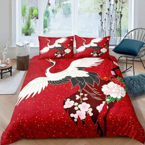 Unbranded (Multi 21, Single(No Comforter)) Crane Bedding Set Japanese-Style Duvet Cover Re Unbranded (Multi 21, Single(No Comforter)) Crane Bedding Set Japanese-Style Duvet Cover Re
