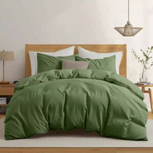 Moonlight Bedding Limited (Olive Green, Super King Size Set) 4PC Dyed Duvet Cover Bedding Set with Fitted Moonlight Bedding Limited (Olive Green, Super King Size Set) 4PC Dyed Duvet Cover Bedding Set with Fitted