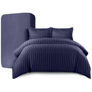 Imperial Rooms (Double, Navy) Luxury Stripe Duvet Cover Bedding Set Fitted Sheet Imperial Rooms (Double, Navy) Luxury Stripe Duvet Cover Bedding Set Fitted Sheet