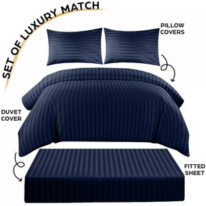 Imperial Rooms (Super King, Navy) Luxury Stripe Duvet Cover Bedding Set Fitted Sheet Imperial Rooms (Super King, Navy) Luxury Stripe Duvet Cover Bedding Set Fitted Sheet