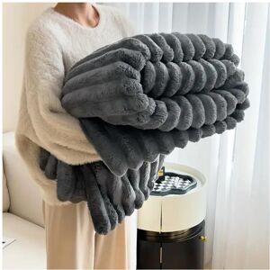 Unbranded (Grey, King (200×240)) Ultra-Soft Faux Fur Ribbed Fleece Throw Blanket - Availab Unbranded (Grey, King (200×240)) Ultra-Soft Faux Fur Ribbed Fleece Throw Blanket - Availab