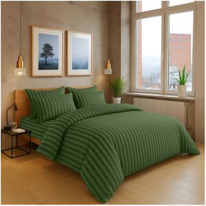 Imperial Rooms (King, Olive Green) Luxury Stripe Duvet Cover Bedding Set Fitted Sheet Imperial Rooms (King, Olive Green) Luxury Stripe Duvet Cover Bedding Set Fitted Sheet