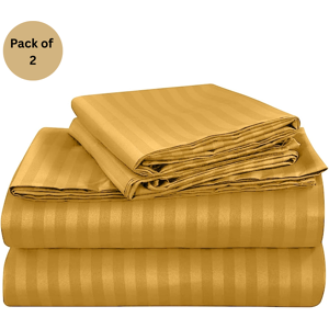 SUPREME BEDDING LTD (Ochre, Super King 180 x 200 cm) Pack of 2 Extra Deep 40cm Stripe Pattern Fitted SUPREME BEDDING LTD (Ochre, Super King 180 x 200 cm) Pack of 2 Extra Deep 40cm Stripe Pattern Fitted
