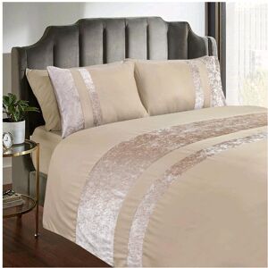 Unbranded (Beige, King) Luxury CRUSH Velvet Duvet Cover with Pillow Case Bedding Set - Ele Unbranded (Beige, King) Luxury CRUSH Velvet Duvet Cover with Pillow Case Bedding Set - Ele