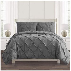 Unbranded (Charcoal, Single) Luxurious Diamond Pinch Pleat Pintuck Duvet Cover Set 100% So Unbranded (Charcoal, Single) Luxurious Diamond Pinch Pleat Pintuck Duvet Cover Set 100% So