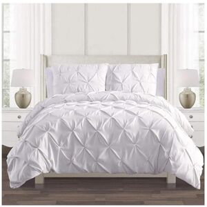 Unbranded (White, Double) Luxurious Diamond Pinch Pleat Pintuck Duvet Cover Set 100% Soft Unbranded (White, Double) Luxurious Diamond Pinch Pleat Pintuck Duvet Cover Set 100% Soft