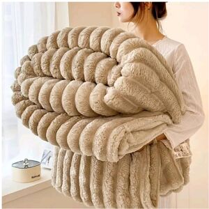 Unbranded (Beige, King 200×240cm) Super Soft Faux Fur Ribbed Fleece Throw Blanket – Winter Unbranded (Beige, King 200×240cm) Super Soft Faux Fur Ribbed Fleece Throw Blanket – Winter