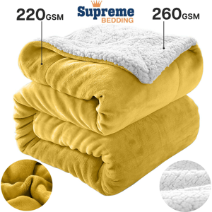 SUPREME BEDDING LTD (OCHRE, KING) Sherpa Throw Fleece Blankets Soft Fluffy Warm Cozy SUPREME BEDDING LTD (OCHRE, KING) Sherpa Throw Fleece Blankets Soft Fluffy Warm Cozy