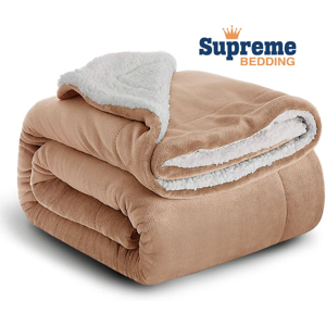 SUPREME BEDDING LTD (CAMEL, DOUBLE) Sherpa Throw Fleece Blankets Soft Fluffy Warm Cozy SUPREME BEDDING LTD (CAMEL, DOUBLE) Sherpa Throw Fleece Blankets Soft Fluffy Warm Cozy