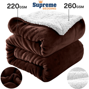 SUPREME BEDDING LTD (COFFEE, DOUBLE) Sherpa Throw Fleece Blankets Soft Fluffy Warm Cozy SUPREME BEDDING LTD (COFFEE, DOUBLE) Sherpa Throw Fleece Blankets Soft Fluffy Warm Cozy