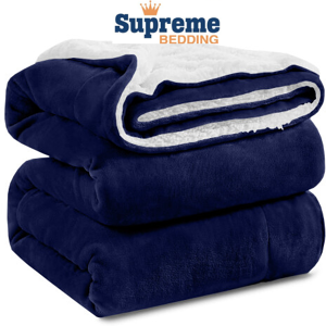 SUPREME BEDDING LTD (NAVY BLUE, KING) Sherpa Throw Fleece Blankets Soft Fluffy Warm Cozy SUPREME BEDDING LTD (NAVY BLUE, KING) Sherpa Throw Fleece Blankets Soft Fluffy Warm Cozy