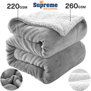 SUPREME BEDDING LTD (SILVER, SINGLE) Sherpa Throw Fleece Blankets Soft Fluffy Warm Cozy SUPREME BEDDING LTD (SILVER, SINGLE) Sherpa Throw Fleece Blankets Soft Fluffy Warm Cozy