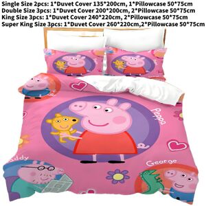 Unbranded (135x200cm) Cartoon Kids 3d Peppa Pig Duvet Cover Pillowcase Single Double Beddi Unbranded (135x200cm) Cartoon Kids 3d Peppa Pig Duvet Cover Pillowcase Single Double Beddi