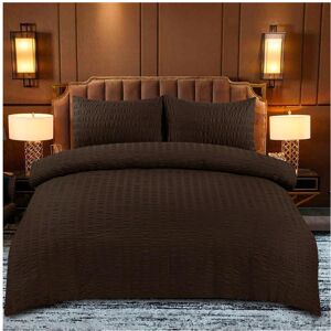 Unbranded (Brown, Double) POLYCOTTON SEERSUCKER DUVET COVER BEDDING SET WITH PILLOW CASE M Unbranded (Brown, Double) POLYCOTTON SEERSUCKER DUVET COVER BEDDING SET WITH PILLOW CASE M