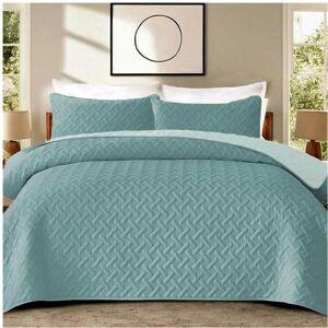 Unbranded (Duck Egg, Super King) 3 Piece Quilted Bedspread Basket Weave Emboss Bedding Set Unbranded (Duck Egg, Super King) 3 Piece Quilted Bedspread Basket Weave Emboss Bedding Set