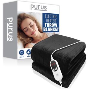 (Black) Purus XL Double Electric Heated Throw Blanket Soft Fleece 9 Heat & 12 Ti (Black) Purus XL Double Electric Heated Throw Blanket Soft Fleece 9 Heat & 12 Ti