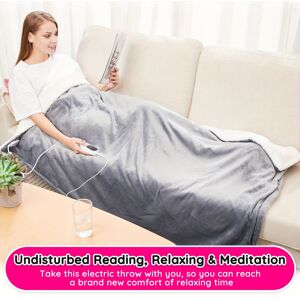 GINTOOYUN (Gray) Electric Heated Throw Blanket, Grey, 120x160cm Flannel Sherpa, Fast Hea GINTOOYUN (Gray) Electric Heated Throw Blanket, Grey, 120x160cm Flannel Sherpa, Fast Hea
