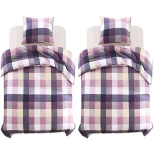vidaXL Duvet Cover Set Purple Checkered Print 155x220/80x80cm Bedding Set vidaXL Duvet Cover Set Purple Checkered Print 155x220/80x80cm Bedding Set