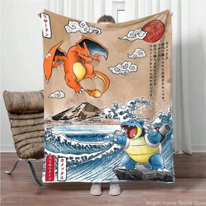 TEUEN (1, 70x100cm) Pokemon Cartoon Retro Charizard Anime Flannel Blanket Pikachu Figu TEUEN (1, 70x100cm) Pokemon Cartoon Retro Charizard Anime Flannel Blanket Pikachu Figu
