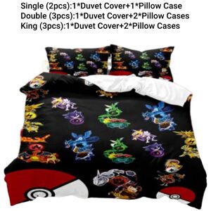 Unbranded (Style D, Single(135*200cm)) Bedding Set Pikachu Single Double King Duvet Cover Unbranded (Style D, Single(135*200cm)) Bedding Set Pikachu Single Double King Duvet Cover