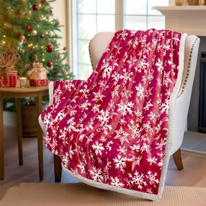 Unbranded (Red) Christmas Blanket Red Blue Snowflake Print Soft Warm Nap Blanket Suitable Unbranded (Red) Christmas Blanket Red Blue Snowflake Print Soft Warm Nap Blanket Suitable
