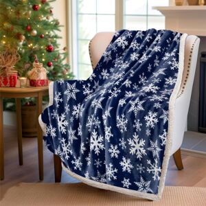 Unbranded (Blue) Christmas Blanket Red Blue Snowflake Print Soft Warm Nap Blanket Suitable Unbranded (Blue) Christmas Blanket Red Blue Snowflake Print Soft Warm Nap Blanket Suitable