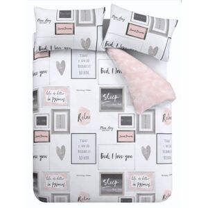 Catherine Lansfield Sleep Dreams Reversible Double Duvet Cover Set with Pillowca Catherine Lansfield Sleep Dreams Reversible Double Duvet Cover Set with Pillowca