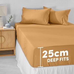 BedLooms (Ochre, Double- 137x190cm) Fitted Bed Sheet Extra Deep 25cm Single Double King B BedLooms (Ochre, Double- 137x190cm) Fitted Bed Sheet Extra Deep 25cm Single Double King B