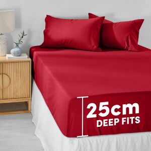 BedLooms (Red, Double- 137x190cm) Fitted Bed Sheet Extra Deep 25cm Single Double King Bed BedLooms (Red, Double- 137x190cm) Fitted Bed Sheet Extra Deep 25cm Single Double King Bed