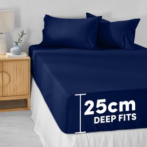 BedLooms (Navy Blue, Single- 91x190cm) Fitted Bed Sheet Extra Deep 25cm Single Double Kin BedLooms (Navy Blue, Single- 91x190cm) Fitted Bed Sheet Extra Deep 25cm Single Double Kin