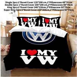 Unbranded (Black A, Double(200x200cm)) Duvet Pillowcase Cover Bedding Set V Volkswagens Be Unbranded (Black A, Double(200x200cm)) Duvet Pillowcase Cover Bedding Set V Volkswagens Be